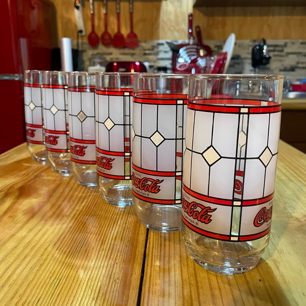 Vintage Coca Cola Tiffany Frosted Glass Cups